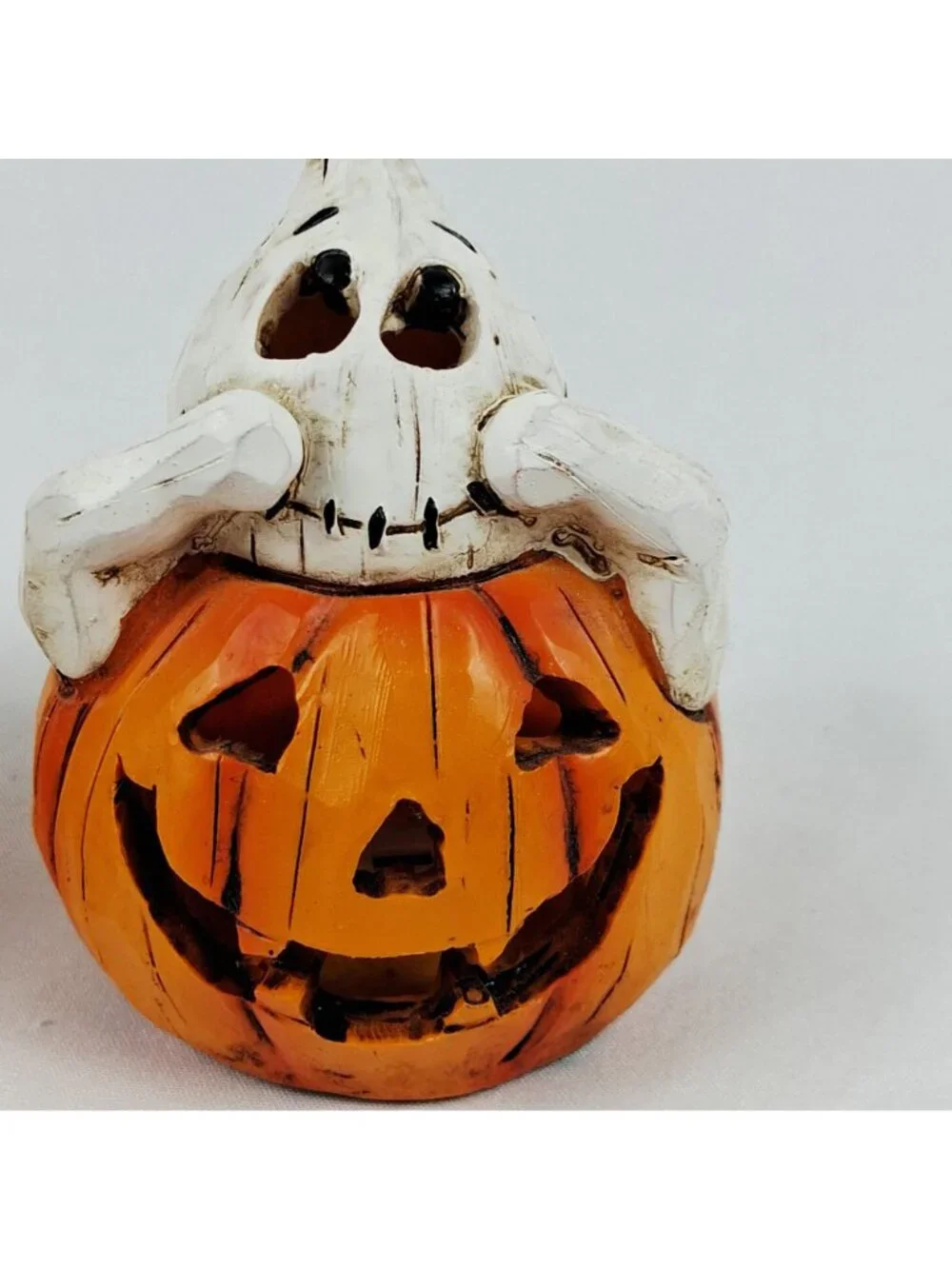 Delton Halloween LED Light-Up Ghost & Frog Pumpkin Figurines Battery Operated